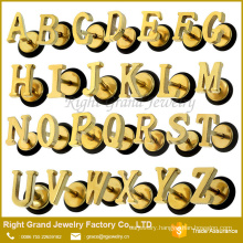 Stainless Steel Gold Plated Alphabet letter Fake Plug Barbell Earring